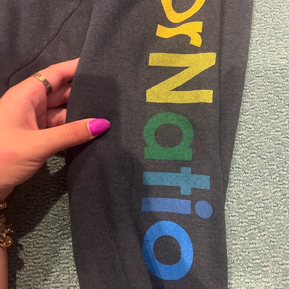 charcoal grey aviator nation sweatpants with logo down the side size small - Picture 3 of 3